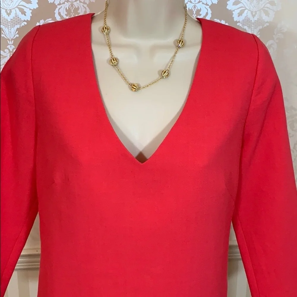 J. Crew Crepe V-Neck Dress in Pink